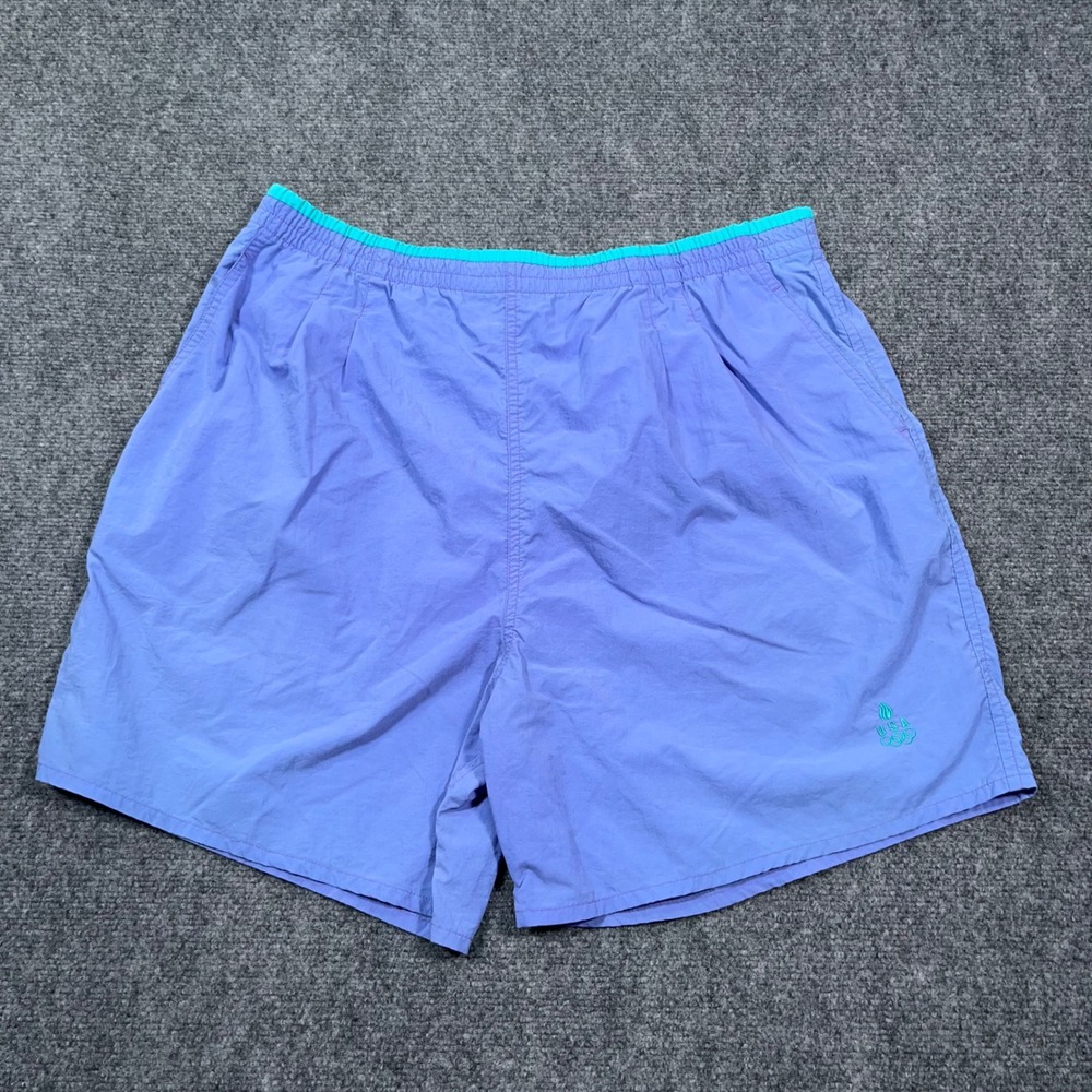 VTG '92 JCPenney USA Olympics Nylon Unlined Shorts Mens XL Retro Purple Teal